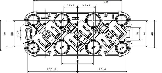 Габаритный размер Розеточного блока 2 x розетки с заземлением 16 A - 250 В Угол отв. 45 град. Forix (Quteo) (белый)  : Купить электротовары предлагает Электромаркет Elmar Украина